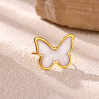 Bague Papillon Florale en Acier Inoxydable Plaqué Or 18K Anti-ternissement, Tendance TikTok, par Fanhua Jewelry