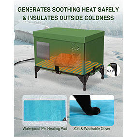 Ampio cuscino esterno isolato per <span class=keywords><strong>Cat</strong></span> House accogliente resistente alle intemperie rifugio invernale sopraelevato per gatti randagi/fienili e gatti selvatici - Product Image 2