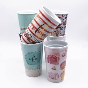 Tasses à café en gros imprimées avec couvercle, <span class=keywords><strong>sans</strong></span> <span class=keywords><strong>anse</strong></span>, tendance, grande capacité, en céramique, pour la maison ou le bureau - Product Image 1
