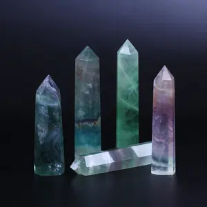 Bán Buôn Tự Nhiên Crystal Wand Cầu Vồng Fluorite Wand Điểm Thạch Anh Tinh Thể Tháp Để Chữa Bệnh