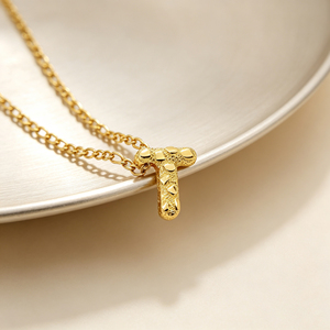 Collana Personalizzata con Lettera a Pepita d'Oro, Gioielli Placcati Oro per Donna, Collane con Ciondolo Iniziale del Nome - Product Image 4