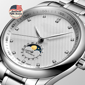 Relojes Minimalistas de Lujo a la Moda para Hombre y Mujer, Función de Fase Lunar, Caja de Acero Inoxidable, Esfera de Cristal de Zafiro, Mecánico - Product Image 1