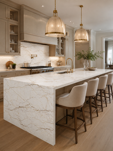 UNION <b>STONE</b> Calacatta Celestial Quartz <b>Artificial</b> Big Slab Eco-Friendly Anti-pollution Waterproof Modern Design Kitchen Wall - Product Image 3