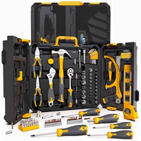 Ensemble d'outils ménagers Série Jaune-Gris Tournevis Clé à molette réglable Acier au chrome-vanadium Sac à outils en toile Réparation automobile