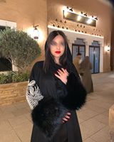Abaya noire 2026, abaya brodée, fourrure italienne avec ourlet brodé à la main, noir pur, couleur unie, robe longue musulmane pour femmes, robe de fête