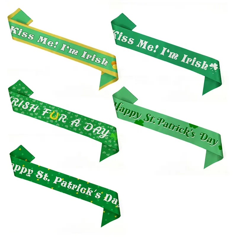 HanDa St. Patrick's Day bestickter Schulterband bedruckte Polyester-Irish Day Party-Requisiten