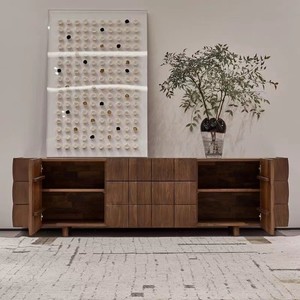 Mueble para TV de Madera Maciza de Nogal Negro Norteamericano, Mueble Bajo de Almacenamiento para Sala de Estar o Dormitorio - Product Image 1