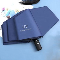 Parapluie de protection solaire UV automatique à 3 plis personnalisé avec impression de logo Promotion bon marché pour cadeaux d'affaires Parapluie publicitaire