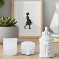 Moule en silicone en forme de tasse avec couvercle bol de rangement fait à la main moule en résine Pot de fleur Vase béton bricolage plâtre coulé ciment