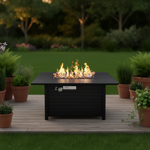 โต๊ะเตาไฟ DB ขนาด 24 นิ้ว โครงเหล็กทรงสี่เหลี่ยมผืนผ้า ใช้แก๊สโพรเพน สำหรับกลางแจ้ง สวน ทันสมัย พกพาสะดวก พร้อมฝาปิด - Product Image 2