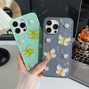 Fashion <strong>3D</strong> Butterfly Glue Cell Phone <strong>Case</strong> for Girls Shinning Glitter Back Cover for <strong>iPhone</strong> 16 - Product Image 3