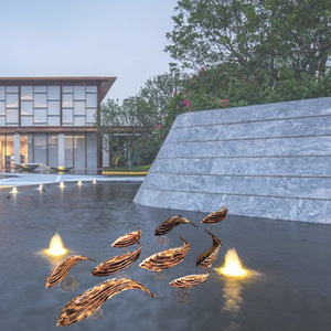 Escultura de Pez en Capas de Bronce, Adorno Flotante para Jardín Exterior, Decoración Abstracta con Forma de Animal para Estanque - Product Image 2