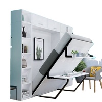 Ensemble de meubles de maison intégrés comprenant un lit mural Murphy invisible, un bureau rabattable dissimulé au design moderne, une étagère et la quincaillerie.