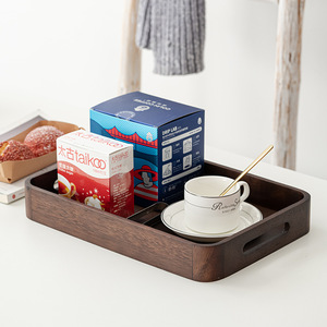 Walnut Wood Rectangular <b>Tray</b> With Handles For <b>Tea</b> Serving And Snacks Storage - Product Image 2