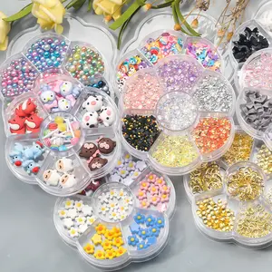 Abalorios Kawaii 3d para decoración de uñas, abalorios de resina 3d, flor de caramelo, oso de goma, perlas, fruta en rodajas, novedad, venta de fábrica