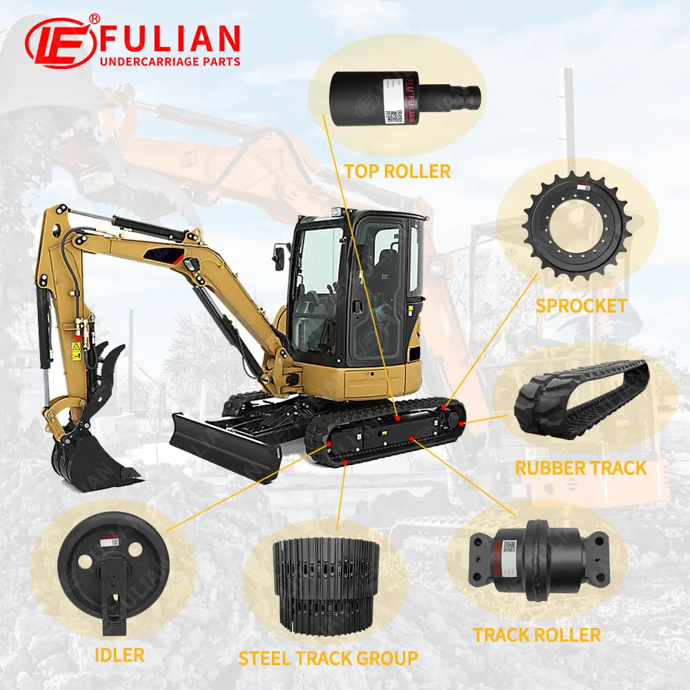 Ekskavatör PC15 PC18MR-3 PC60 PC130 EX200 EX270 D8R buldozer D4D U50 PC200 kedi 336 PC20-6 palet makarası