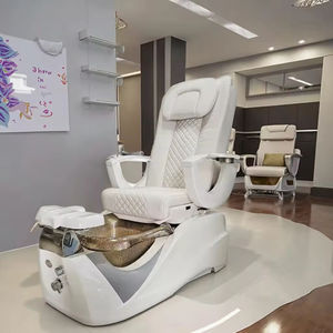 Muebles de salón de uñas profesionales personalizados, silla de pedicura eléctrica reclinable de lujo con cama de masaje, sillas de pedicura con Motor - Product Image 4