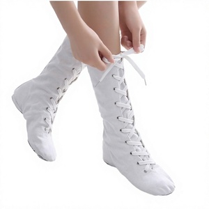 Chaussures de jazz modernes en toile blanches avec logo, bottes de ballet professionnelles pour femmes, baskets de danse, doublure en coton, semelle extérieure en PU - Product Image 2