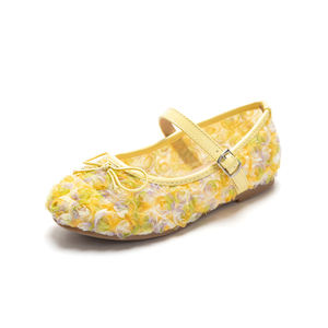 Nouvelles ballerines pour filles d'automne - Chaussures de princesse en dentelle florale rose avec nœud et bride à boucle, chaussures de fête pour enfants - Product Image 2