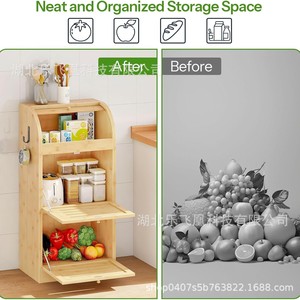 กล่องขนมปังไม้ไผ่ 3 ชั้น ตู้เก็บของไม้สำหรับวางบนเคาน์เตอร์ครัว - Product Image 4