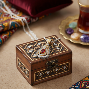 Grandbazaar joyería turca hecha a mano otomana diseño auténtico forma de tulipán sultanita CZ piedra colgante de plata al por mayor - Product Image 3