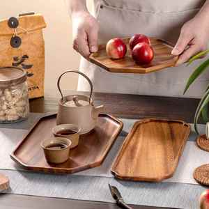 Walnut Wood Dessert Snack Tea <b>Tray</b> Octagonal Shaped Wooden Dried Fruit Plate Desktop <b>Storage</b> <b>Tray</b> for Household - Product Image 3