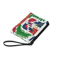 Dompet Koin Warna Campuran Modis Poliester Bendera Republik Dominika Dompet Mini Ritsleting Portabel untuk Penggunaan Sehari-hari Wanita