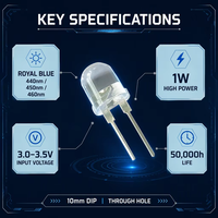 Diode LED haute puissance bleu royal 10 mm 1 W 440 nm 450 nm 460 nm