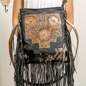 Hot Sale 2024 Hand Tooled Hair On Leather Large Fringe <b>Handbag</b> Stylish Women Genuine Leather Shoulder Bag <b>Big</b> Size Crossbody Bag - Product Image 6
