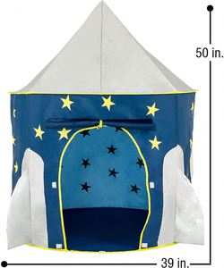 Tente de fusée pliable pour enfants, espace de jeu, tente de vaisseau spatial pour enfants, thème de l'espace, semblant de faire semblant d'étoile, tente bleue - Product Image 5