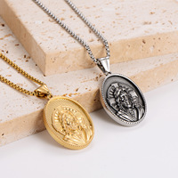 Liontin Kalung Salib Yesus Antik, Medali Jimat Suci, Perhiasan Religius Kristen Katolik, Baja Anti Karat, Perhiasan Fashion