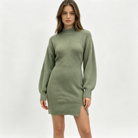 Robe longue en tricot côtelé rose pour femme, personnalisable OEM & ODM, haute qualité, vente en gros, modèle Harlow Midi