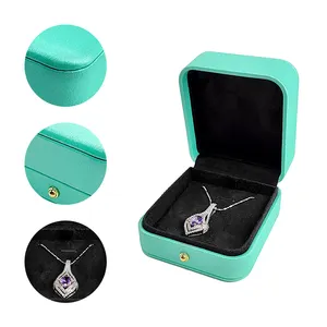Low MOQ luxury jewellery packaging boxes pu leather Fine pendant necklace jewelry boxes for small business