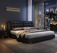 Lit Double Queen en Cuir Rembourré avec Rangement Intégré, Design Moderne et Luxueux, Meubles de Chambre en Bois 2026
