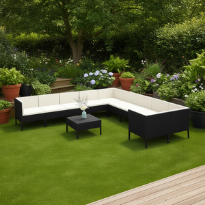 Set Lounge da Giardino in Rattan Nero per 10 Persone, Arredamento da Esterno dal Design Contemporaneo - Product Image 2