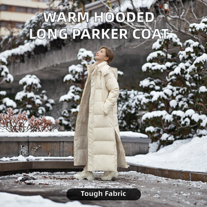 Manteau d'hiver pour femmes confortable de style coréen Parkas épais <span class=keywords><strong>chaud</strong></span> tissé à capuche longue veste parka décontractée vêtements d'extérieur - Product Image 2