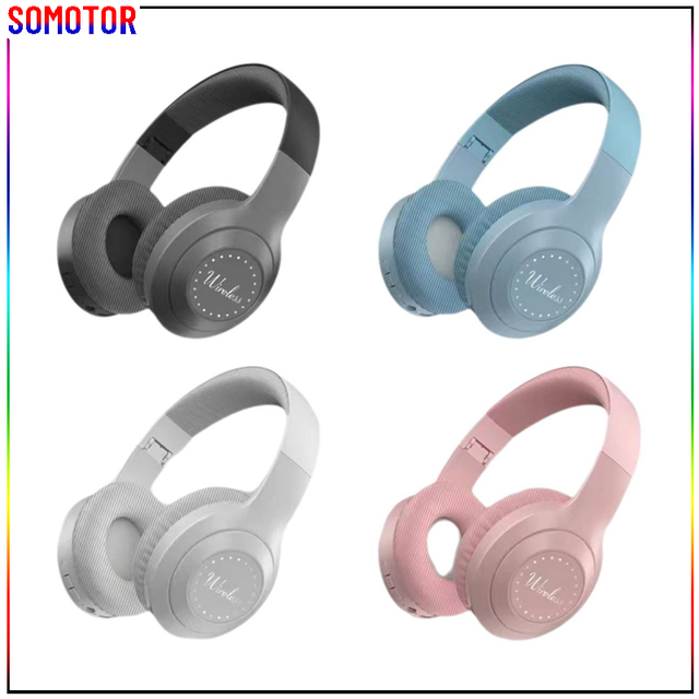 Wireless Over-Ear Bass Headphones with 5.1-Channel Virtual Surround Sound Noise Cancellation Foldable Design TF Card Slot
