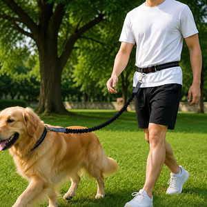 Laisse de course mains libres pour chien, multicolore, avec ceinture de taille réglable et amortisseur élastique, vente en gros, logo personnalisé OEM - Product Image 1