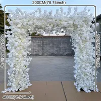 Toile de fond pour cérémonie de mariage Arche de fleurs roses CherryBlossoms Arrangements blancs Guirlande de fleurs artificielles pour décoration d'événement