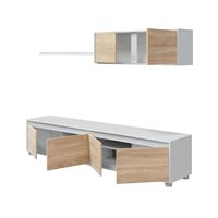 Arlet Sala de estar completa Comedor Set Unidad de TV con unidad superior de almacenamiento y estantería blanca para exteriores