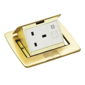 Office Home UK Power Pop-up Floor Outlet Plate Ground Outlet Data Socket Receptacle Computer Aluminum Alloy floor socket