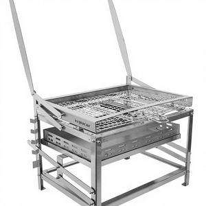 Barbecue au charbon Ergocar, multifonctionnel, portable, rotatif, hauteur réglable, aération, <span class=keywords><strong>plateau</strong></span> à charbon à 4 niveaux, pour fumer, pique-niques - Product Image 1