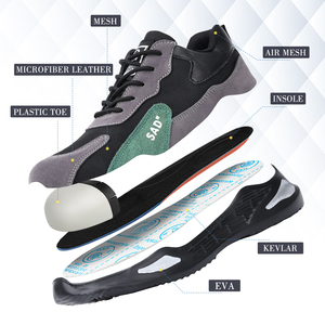 JIANKUN, zapatos de seguridad de cuero de gamuza de estilo deportivo Unisex, antideslizantes, resistentes al desgaste, zapatos de trabajo industriales de protección antiimpacto - Product Image 6