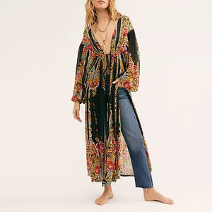 New European And American Fashion Casual Print Floral Maxi Top
