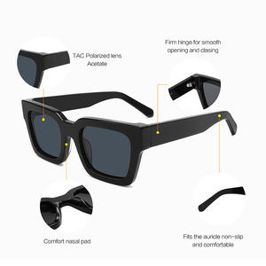 Lunettes de soleil carrées noires pour hommes, verres polarisés TAC UV400, protection solaire pour la conduite, mode, voyage, Wenzhou 8603 - Product Image 3