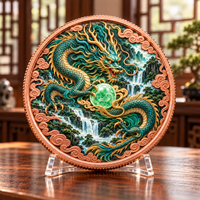 Pièces de monnaie en cuivre fin 999 de 1 oz, Série Dragon, double face, haute relief, couleur UV, effet proof-like, artisanat métallique artistique festif