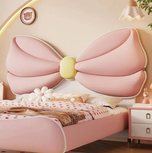 Letto Principessa con Fiocco in Pelle Rosa 1,5m Moderno Semplice Lussuoso Comodo Durevole <span class=keywords><strong>per</strong></span> Camera da Letto delle Bambine - Product Image 3