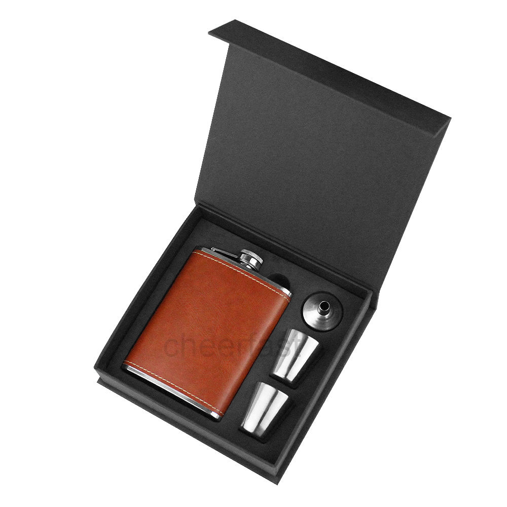 CF-HF-40( Brown PU leather hip flask)