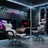 Chaise de jeu ergonomique en cuir avec repose-pieds, massage, dossier haut pivotant pour bureau à domicile et salle de jeux
