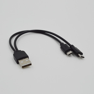 Y-<b>Cable</b> Data <b>Charging</b> <b>Cable</b> With Dual Micro Usb Ports For Android Devices 5V Copper Conductor Pvc Material - Product Image 3